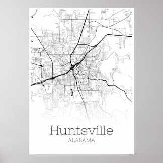 Huntsville Map - Alabama - City Map Poster