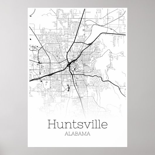 Huntsville Map - Alabama - City Map Poster (Voorkant)
