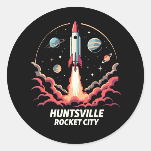 Huntsville Rocket City Ruimtevaart Ronde Sticker (Voorkant)
