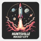 Huntsville Rocket City Ruimtevaart Vierkante Sticker (Voorkant)