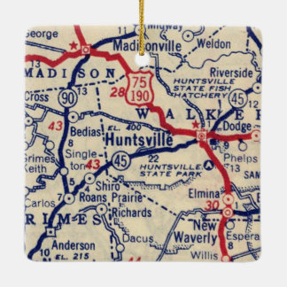 Huntsville TX Vintage Map Keramisch Ornament