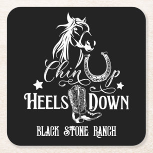 Hup-hakken naar het koeienliefje rijden kartonnen onderzetters