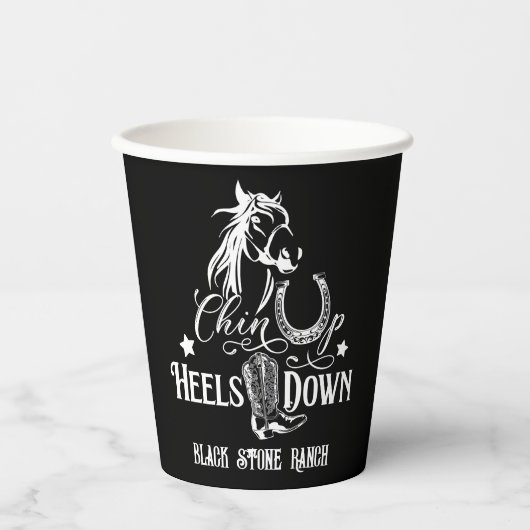 Hup-hakken naar het koeienliefje rijden papieren bekers (Voorkant)