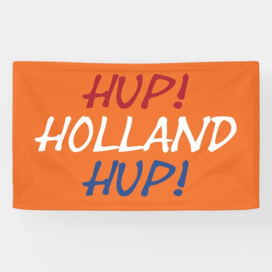 Hup Holland Hup overlay op NLD Vlag op of braam Spandoek (Horizontaal)