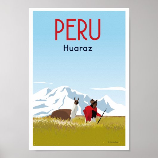 Huraz Peru | Vintage Travel Poster | Verbeterde Ma (Voorkant)