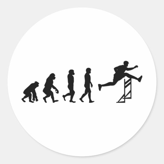 Hurdles Hurdling Hurdler Running Runner Evolution Ronde Sticker (Voorkant)