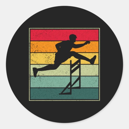 Hurdles Hurdling Running Runner Track en veld Ronde Sticker (Voorkant)