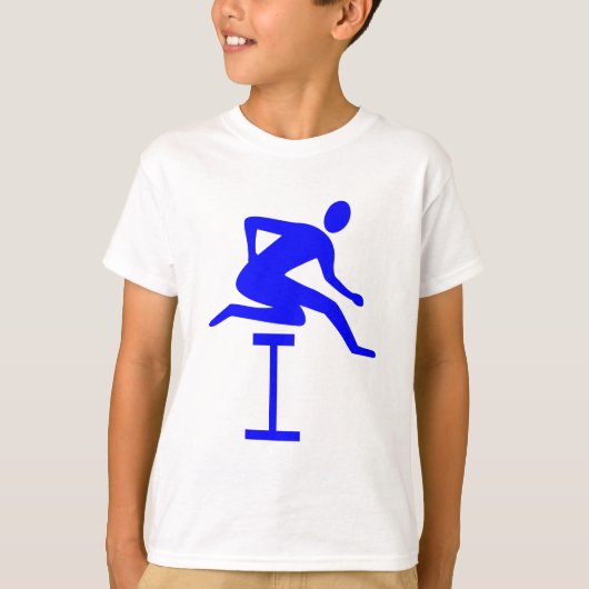 Hurdling - blauw t-shirt (Voorkant)