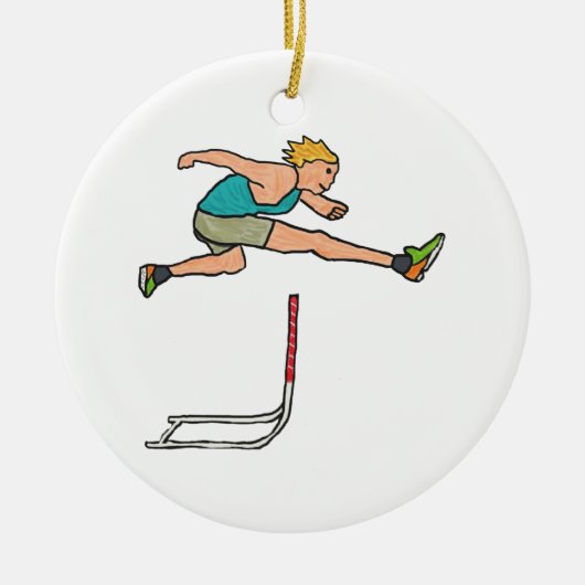 Hurdling Hurdles Keramisch Ornament (Voorkant)