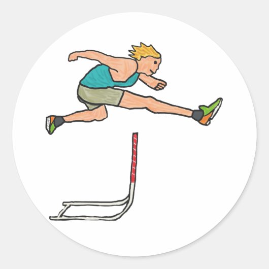 Hurdling Hurdles Ronde Sticker (Voorkant)