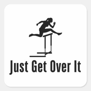 Hurdling net over het Vrouw Hurdler meisje mam Vierkante Sticker