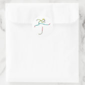 Hurdling Stickman Ronde Sticker (Tas)