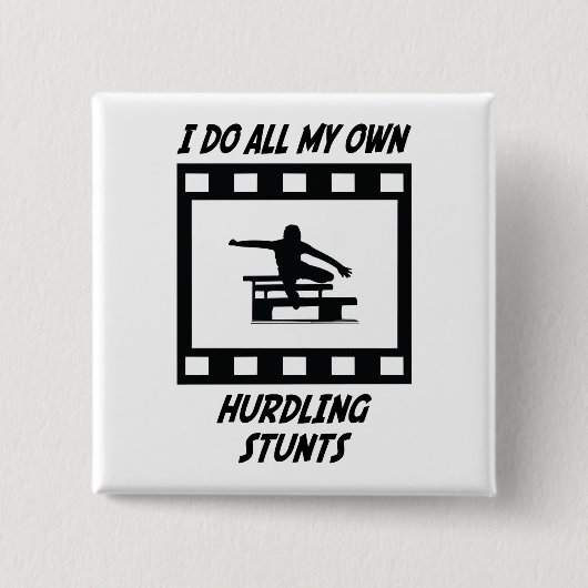Hurdling Stunts Vierkante Button 5,1 Cm (Voorkant)