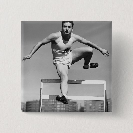 Hurdling Vierkante Button 5,1 Cm (Voorkant)