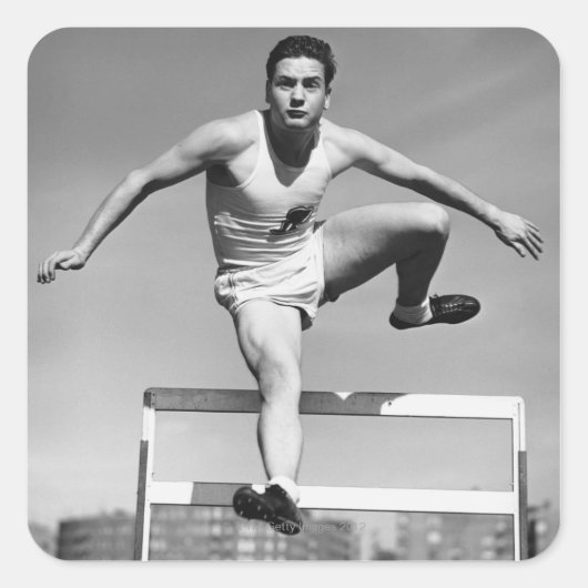 Hurdling Vierkante Sticker (Voorkant)