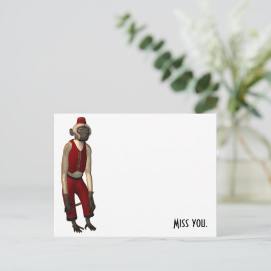 Hurdy Gurdy 3D Music Monkey 11 Briefkaart (Staand voorkant)