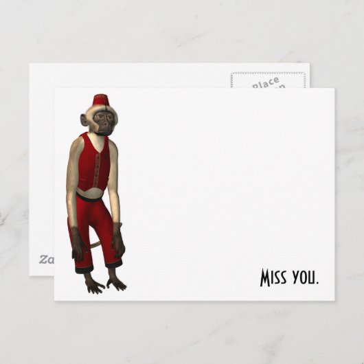 Hurdy Gurdy 3D Music Monkey 11 Briefkaart (Voorkant / Achterkant)