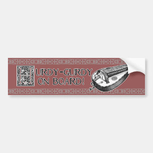 Hurdy-Gurdy-bumper sticker met rand