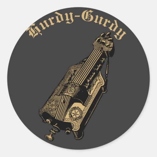Hurdy-Gurdy Ronde Sticker (Voorkant)