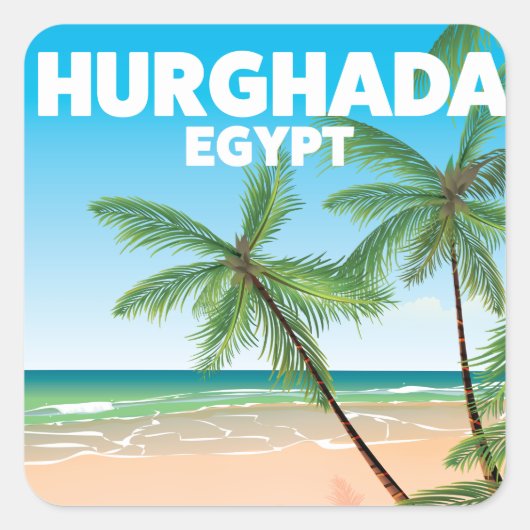 Hurghada Egypte reisposter Vierkante Sticker (Voorkant)