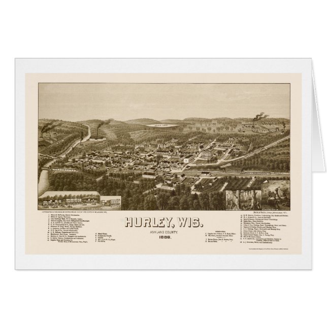 Hurley, WI Panoramic Map - 1886 (Voorkant Horizontaal)