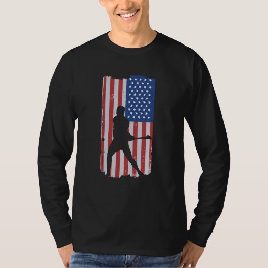Hurling Player American Flag T-shirt (Voorkant)