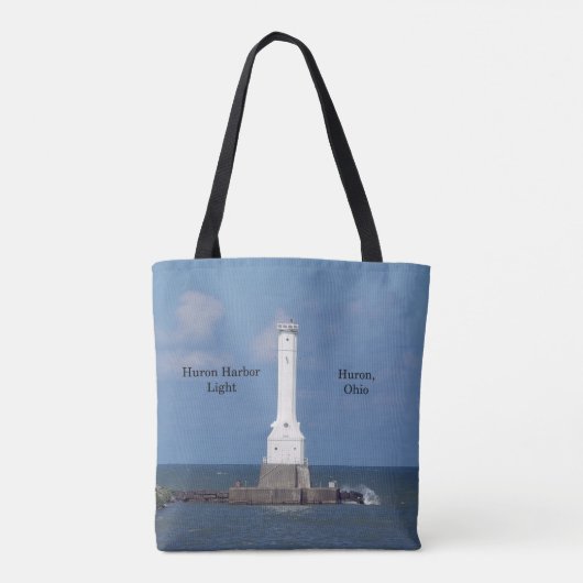 Huron Harbour Light over de hele canvas tas (Achterkant)