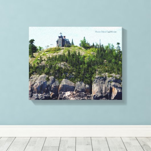 Huron Island, brede hoekcanvasafdruk vuurtoren Canvas Afdruk (Insitu (Houten vloer))