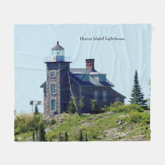 Huron Island Lighthouse fleece deken (Voorkant (Horizontaal))