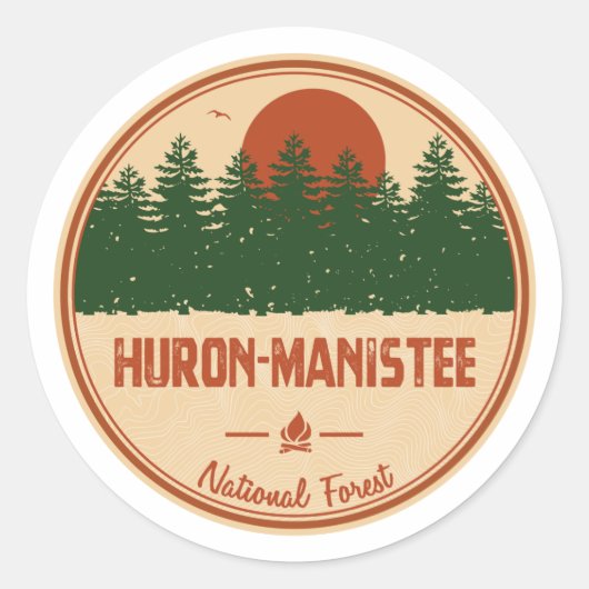 Huron-Manistee Nationaal bos Ronde Sticker (Voorkant)