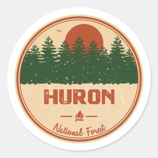 Huron National Forest Ronde Sticker (Voorkant)