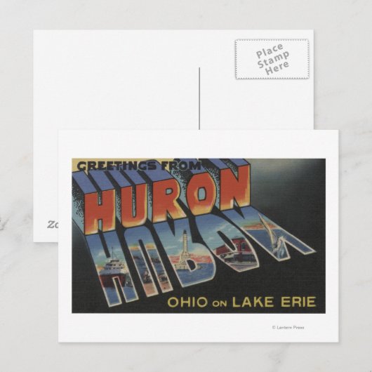 Huron, Ohio - Lake Erie - grote lettertjes Briefkaart (Voorkant / Achterkant)