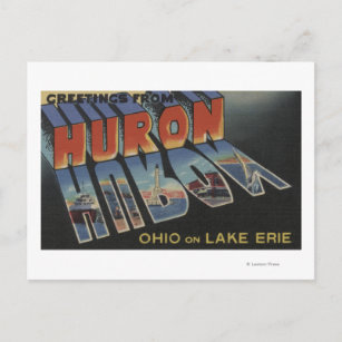 Huron, Ohio - Lake Erie - grote lettertjes Briefkaart