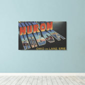 Huron, Ohio - Lake Erie - grote lettertjes Canvas Afdruk (Insitu (Houten vloer))