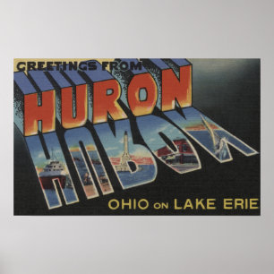 Huron, Ohio - Lake Erie - grote lettertjes Poster