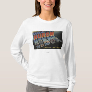 Huron, Ohio - Lake Erie - grote lettertjes T-shirt
