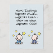 Hurra Zwillinge, Glückwunsch Geburt, 2 Jungs, Briefkaart (Voorkant)