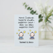 Hurra Zwillinge, Glückwunsch Geburt, mit Namen,   Briefkaart (Staand voorkant)