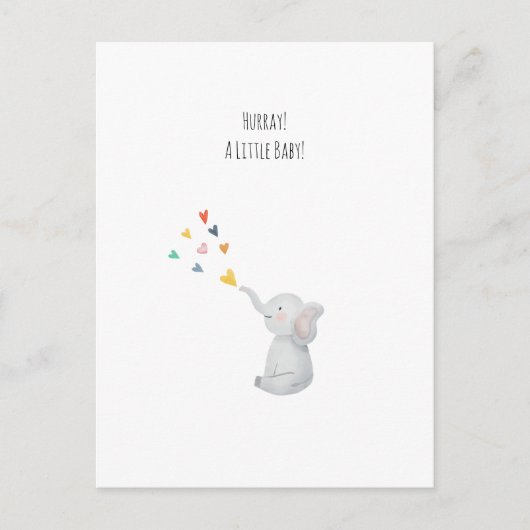 Hurray A Little Baby Cute Elephant Hearts Card Briefkaart (Voorkant)