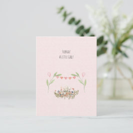 Hurray A Little Girl Cute Mouse With Flowers Card Briefkaart