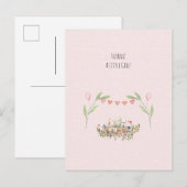 Hurray A Little Girl Cute Mouse With Flowers Card Briefkaart (Voorkant / Achterkant)