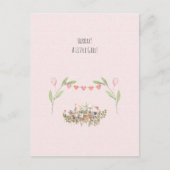Hurray A Little Girl Cute Mouse With Flowers Card Briefkaart (Voorkant)
