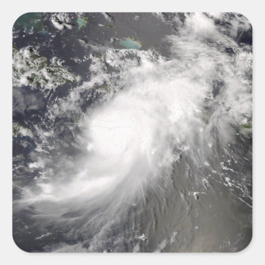 Hurricane Gustav over Hispaniola Vierkante Sticker (Voorkant)