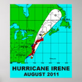 Hurricane Irene Path August 2011 Poster Druk 36 b (Voorkant)