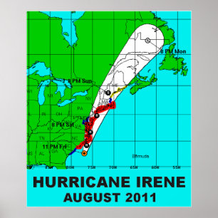 Hurricane Irene Path August 2011 Poster Druk 36 b