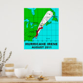 Hurricane Irene Path August 2011 Poster Druk 36 b (Keuken)