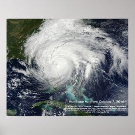 Hurricane Matthew Satellite Afbeelding van St. Aug Poster