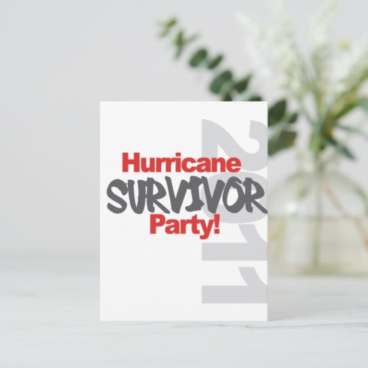 Hurricane Survival Party 1011 Uitnodiging Briefkaart (Staand voorkant)