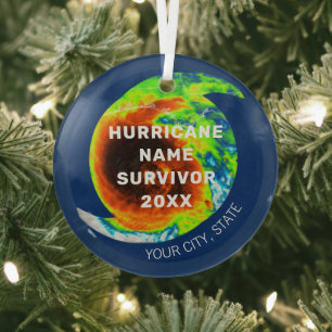 HURRICANE SURVIVOR-gepersonaliseerde herdenking Glas Ornament