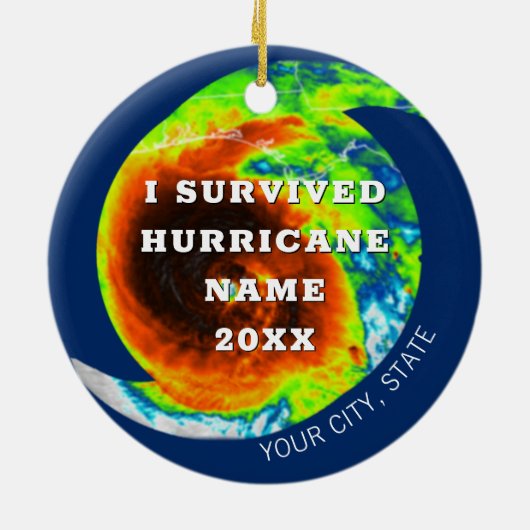 HURRICANE SURVIVOR, gepersonaliseerde herdenking Keramisch Ornament (Achterkant)